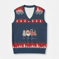 Funny Black Xmas V-Neck Knit Sweater Vest Tis The Season African American Santa - Wonder Print Shop