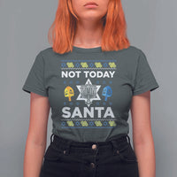 Funny Jewish Hanukkah T Shirt For Women Not Today Santa Hebrew David Star - Wonder Print Shop