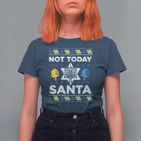 Funny Jewish Hanukkah T Shirt For Women Not Today Santa Hebrew David Star - Wonder Print Shop