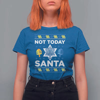Funny Jewish Hanukkah T Shirt For Women Not Today Santa Hebrew David Star - Wonder Print Shop