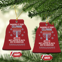 Funny Hanukkah Christmas Ornament Imagine If Your Cellphone Was At 10% But Lasted 8 Days Menorah - Wonder Print Shop