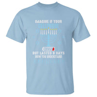 Funny Hanukkah T Shirt Imagine If Your Cellphone Was At 10% But Lasted 8 Days Menorah - Wonder Print Shop