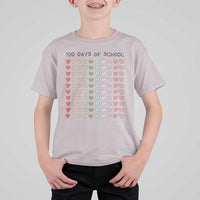 Funny 100 Days Of School Cute Pastel Heart Sketch T Shirt For Kid