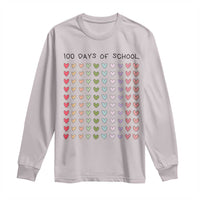 Funny 100 Days Of School Cute Pastel Heart Sketch Long Sleeve Shirt