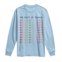 Funny 100 Days Of School Cute Pastel Heart Sketch Long Sleeve Shirt