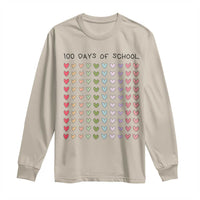 Funny 100 Days Of School Cute Pastel Heart Sketch Long Sleeve Shirt