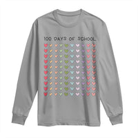 Funny 100 Days Of School Cute Pastel Heart Sketch Long Sleeve Shirt