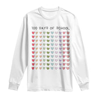 Funny 100 Days Of School Cute Pastel Heart Sketch Long Sleeve Shirt