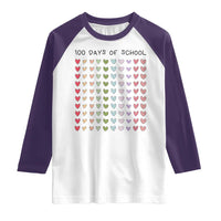 Funny 100 Days Of School Cute Pastel Heart Sketch Raglan Shirt