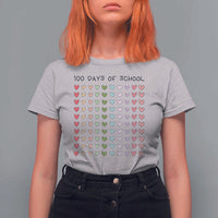 Funny 100 Days Of School Cute Pastel Heart Sketch T Shirt For Women