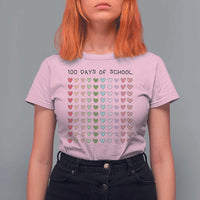 Funny 100 Days Of School Cute Pastel Heart Sketch T Shirt For Women