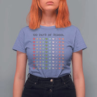 Funny 100 Days Of School Cute Pastel Heart Sketch T Shirt For Women