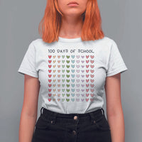 Funny 100 Days Of School Cute Pastel Heart Sketch T Shirt For Women