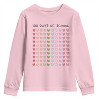 Funny 100 Days Of School Cute Pastel Heart Sketch Youth Sweatshirt