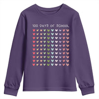 Funny 100 Days Of School Pastel Heart Sketch Youth Sweatshirt