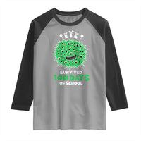 Funny Monster Virus Eye Survived 100 Days Of School Raglan Shirt
