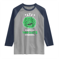 Funny Monster Virus Eye Survived 100 Days Of School Raglan Shirt
