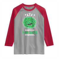 Funny Monster Virus Eye Survived 100 Days Of School Raglan Shirt