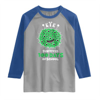 Funny Monster Virus Eye Survived 100 Days Of School Raglan Shirt