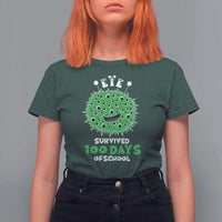 Funny Monster Virus Eye Survived 100 Days Of School T Shirt For Women