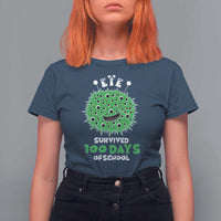 Funny Monster Virus Eye Survived 100 Days Of School T Shirt For Women