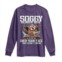Funny Beaver Grilling Long Sleeve Shirt Soggy Beaver BBQ It's Not All Over Your Face