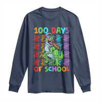 Funny 100 Days Of School T-Rex Dinosaur Long Sleeve Shirt