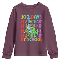 Funny 100 Days Of School T-Rex Dinosaur Youth Sweatshirt