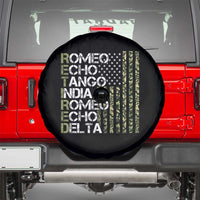 Funny Retired Military Phonetic Alphabet Retirement Spare Tire Cover Vintage Camouflage Flag