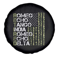 Funny Retired Military Phonetic Alphabet Retirement Spare Tire Cover Vintage Camouflage Flag