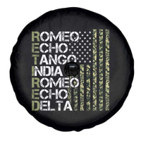Funny Retired Military Phonetic Alphabet Retirement Spare Tire Cover Vintage Camouflage Flag
