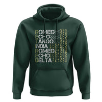 Retired 2025 Military Phonetic Alphabet Retirement Hoodie Vintage Camouflage Flag