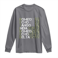 Retired 2025 Military Phonetic Alphabet Retirement Long Sleeve Shirt Vintage Camouflage Flag