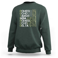 Retired 2025 Military Phonetic Alphabet Retirement Sweatshirt Vintage Camouflage Flag