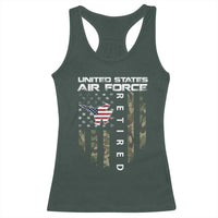 Funny United States Air Force Retired Racerback Tank Top Camo American Flag Fighter