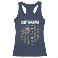 Funny United States Air Force Retired Racerback Tank Top Camo American Flag Fighter