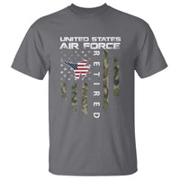 Funny United States Air Force Retired T Shirt Camo American Flag Fighter