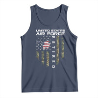 Funny United States Air Force Retired Tank Top Camo American Flag Fighter