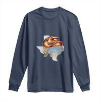 Funny 100th Day Of School Cowboy Long Sleeve Shirt 100 Days Y'all TX map