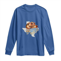 Funny 100th Day Of School Cowboy Long Sleeve Shirt 100 Days Y'all TX map