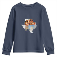 Funny 100th Day Of School Cowboy Youth Sweatshirt 100 Days Y'all TX map