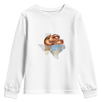 Funny 100th Day Of School Cowboy Youth Sweatshirt 100 Days Y'all TX map