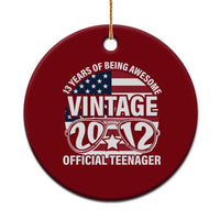 Funny 13th Birthday Ceramic Ornament Vintage 2012 Official Teenager 13 Years Of Being Awesome USA Flag Sunglasses - Wonder Print Shop