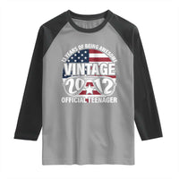 Funny 13th Birthday Raglan Shirt Vintage 2012 Official Teenager 13 Years Of Being Awesome USA Flag Sunglasses