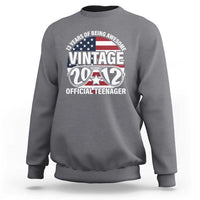 Funny 13th Birthday Sweatshirt Vintage 2012 Official Teenager 13 Years Of Being Awesome USA Flag Sunglasses