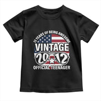 Funny 13th Birthday Toddler T Shirt Vintage 2012 Official Teenager 13 Years Of Being Awesome USA Flag Sunglasses