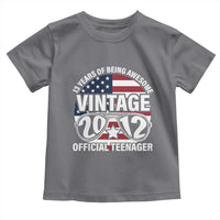 Funny 13th Birthday Toddler T Shirt Vintage 2012 Official Teenager 13 Years Of Being Awesome USA Flag Sunglasses