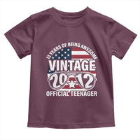 Funny 13th Birthday Toddler T Shirt Vintage 2012 Official Teenager 13 Years Of Being Awesome USA Flag Sunglasses