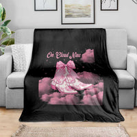 On Cloud Nine Throw Blanket 9th Birthday Bday Girl Pink Coquette Cowgirl Boots