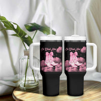 On Cloud Nine Tumbler With Handle 9th Birthday Bday Girl Pink Coquette Cowgirl Boots